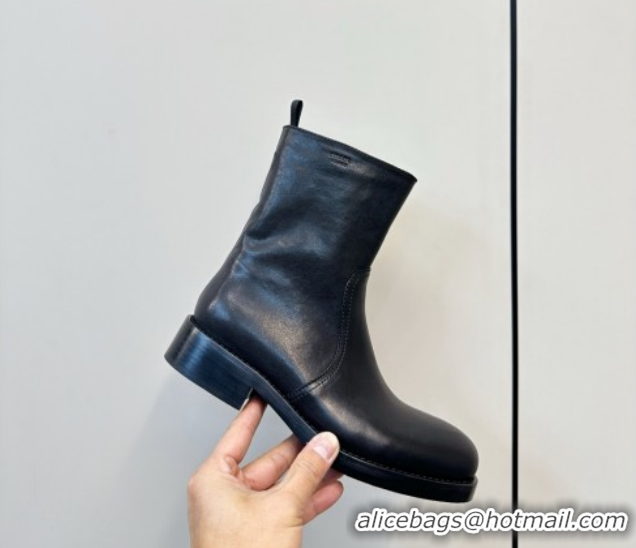 Good Quality Prada Calf Leather Flat Ankle Boots Black PR120606 1206038 2026