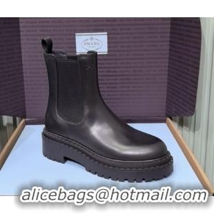 Most Popular Prada Double Chocolate Calf Leather Chelsea Boots 5cm 1T744N Black 2026