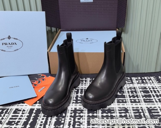 Most Popular Prada Double Chocolate Calf Leather Chelsea Boots 5cm 1T744N Black 2026