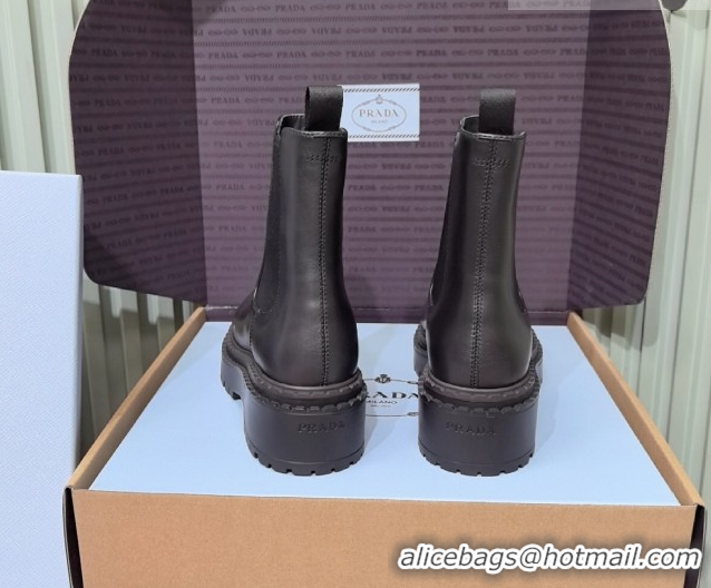 Most Popular Prada Double Chocolate Calf Leather Chelsea Boots 5cm 1T744N Black 2026