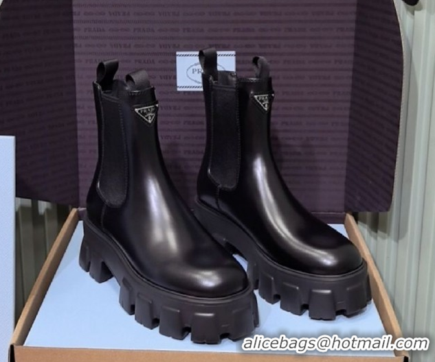 Hot Style Prada Monolith brushed leather Chelsea boots Black 1T256N 1206044 2026