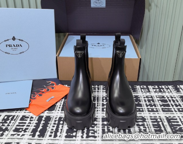 Hot Style Prada Monolith brushed leather Chelsea boots Black 1T256N 1206044 2026