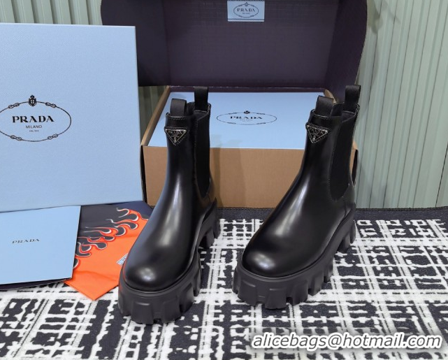 Hot Style Prada Monolith brushed leather Chelsea boots Black 1T256N 1206044 2026