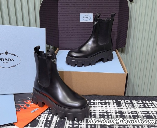 Hot Style Prada Monolith brushed leather Chelsea boots Black 1T256N 1206044 2026
