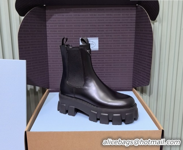 Hot Style Prada Monolith brushed leather Chelsea boots Black 1T256N 1206044 2026