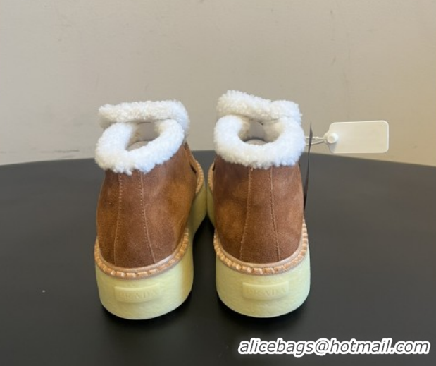Luxurious Prada Suede & Shearling Platform Loafers P121605 Brown 5121604 2026