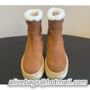 Good Looking Prada Suede & Shearling Platform Booties P121606 Brown 121606 2026