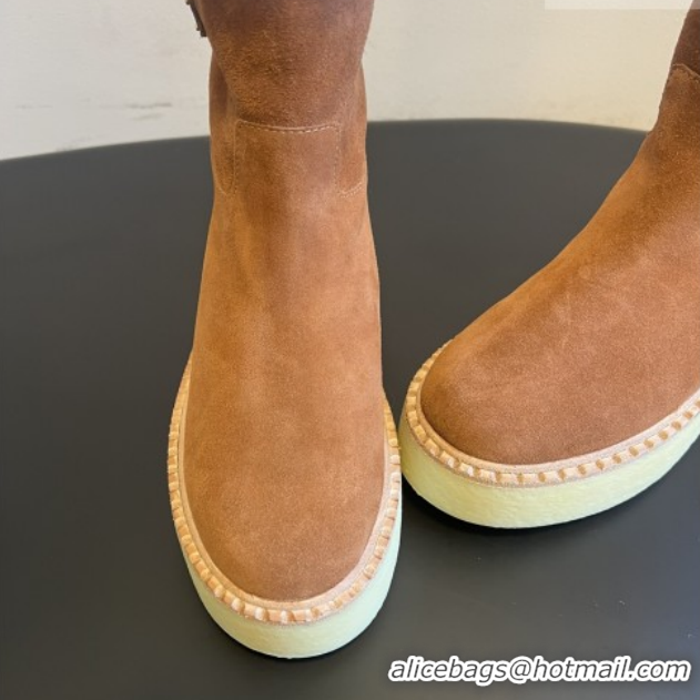 Good Looking Prada Suede & Shearling Platform Booties P121606 Brown 121606 2026