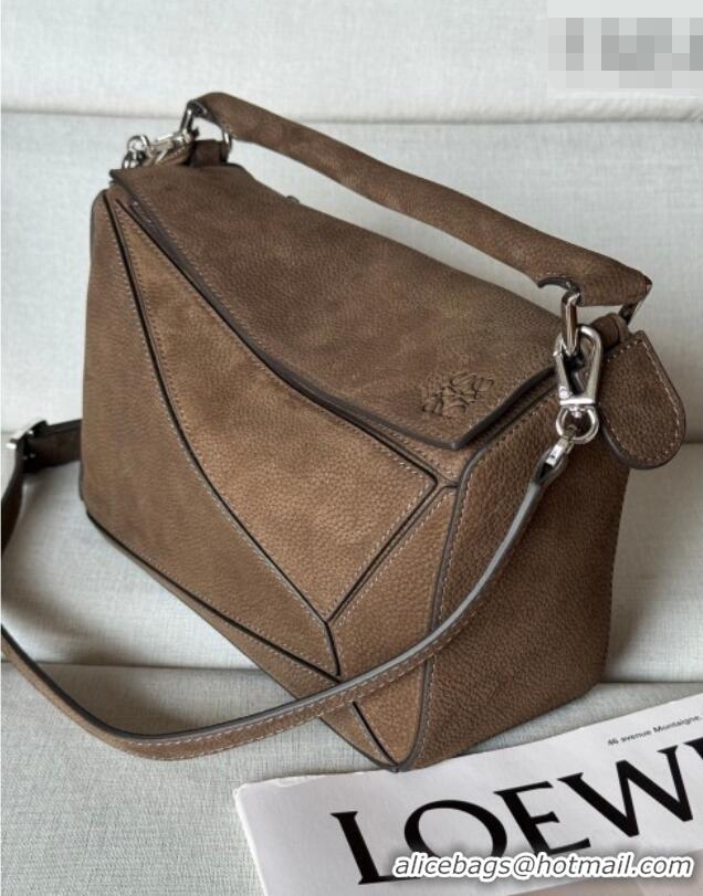 Inexpensive Loewe Small Featherlight Puzzle bag in grained nubuck Tundra L3008 2026