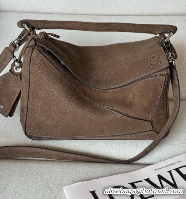 Inexpensive Loewe Small Featherlight Puzzle bag in grained nubuck Tundra L3008 2026