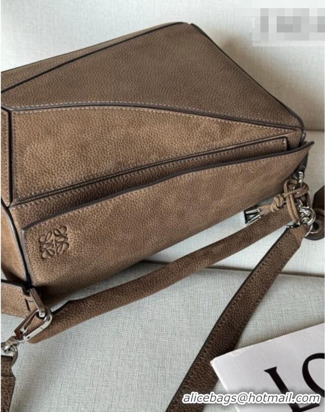 Inexpensive Loewe Small Featherlight Puzzle bag in grained nubuck Tundra L3008 2026