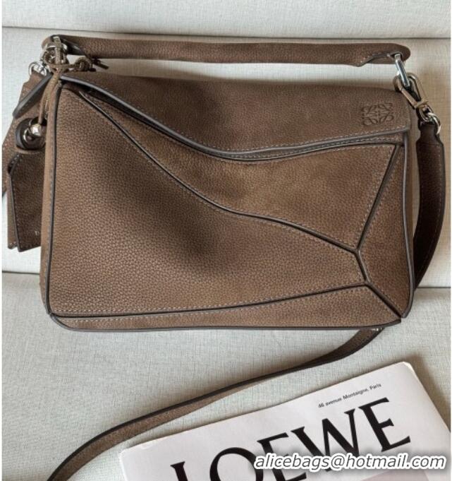 Inexpensive Loewe Small Featherlight Puzzle bag in grained nubuck Tundra L3008 2026