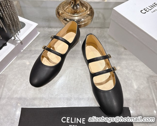 Discount Celine Les Ballerines Flat in Calfskin Leather with Double Straps Black 1209047 2026