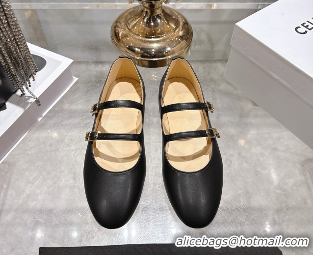 Discount Celine Les Ballerines Flat in Calfskin Leather with Double Straps Black 1209047 2026