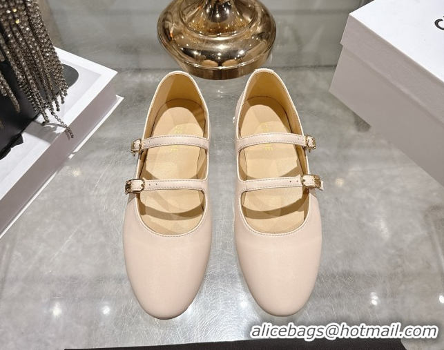 Low Cost Celine Les Ballerines Flat in Calfskin Leather with Double Straps Nude Pink 1209048 2026