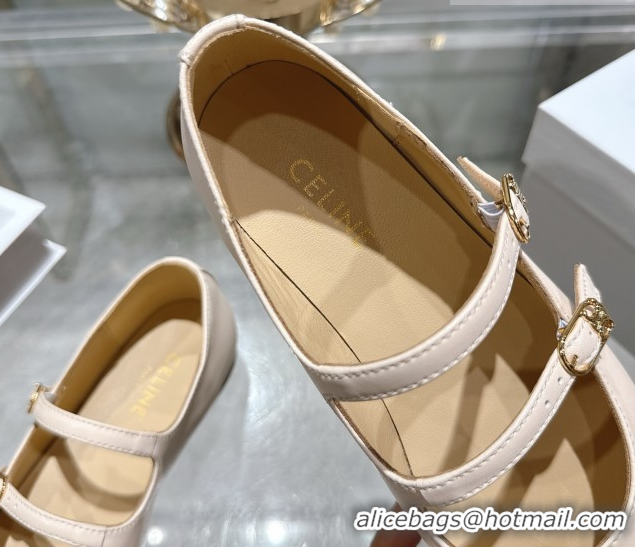 Low Cost Celine Les Ballerines Flat in Calfskin Leather with Double Straps Nude Pink 1209048 2026