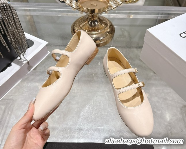 Low Cost Celine Les Ballerines Flat in Calfskin Leather with Double Straps Nude Pink 1209048 2026