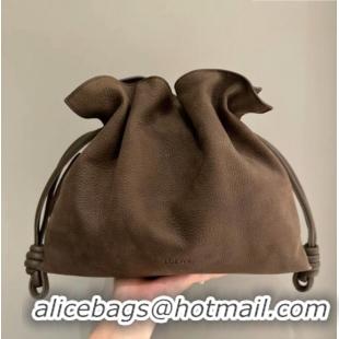 Famous Brand Loewe Medium Flamenco clutch bag in grained nubuck Tundra L1062 2026