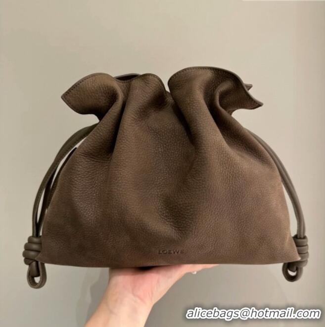 Famous Brand Loewe Medium Flamenco clutch bag in grained nubuck Tundra L1062 2026