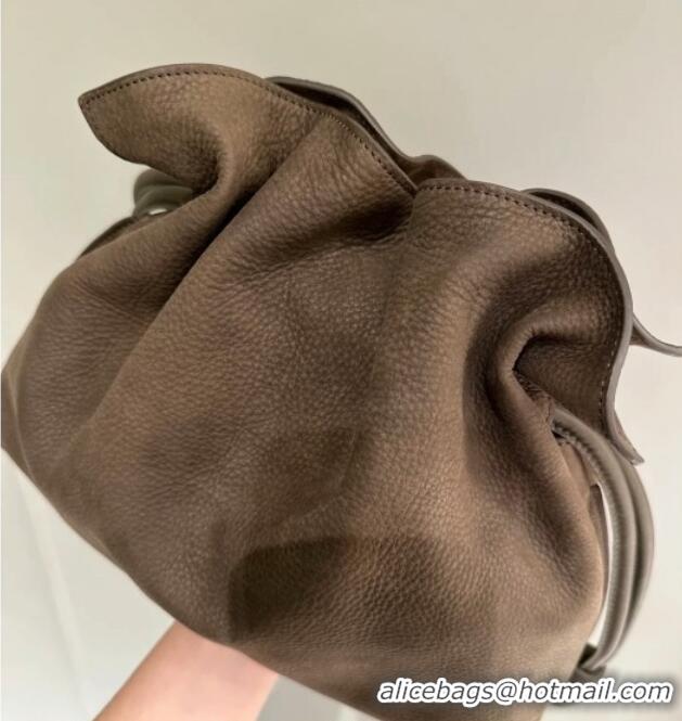 Famous Brand Loewe Medium Flamenco clutch bag in grained nubuck Tundra L1062 2026