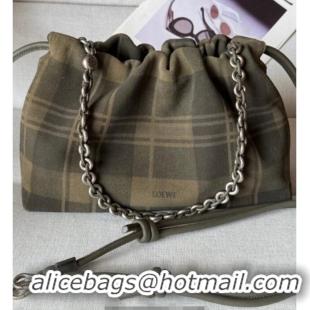 Top Quality Loewe Medium Flamenco purse in tartan suede 1774 Khaki/Green 2026