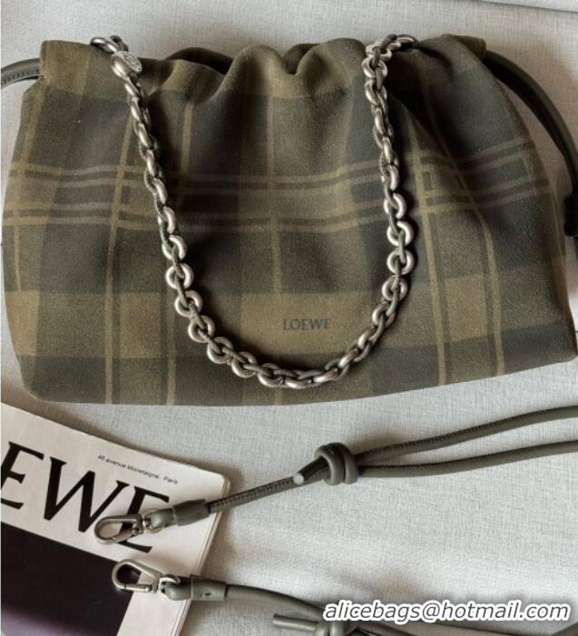 Top Quality Loewe Medium Flamenco purse in tartan suede 1774 Khaki/Green 2026