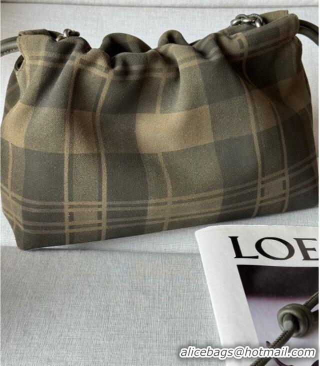 Top Quality Loewe Medium Flamenco purse in tartan suede 1774 Khaki/Green 2026