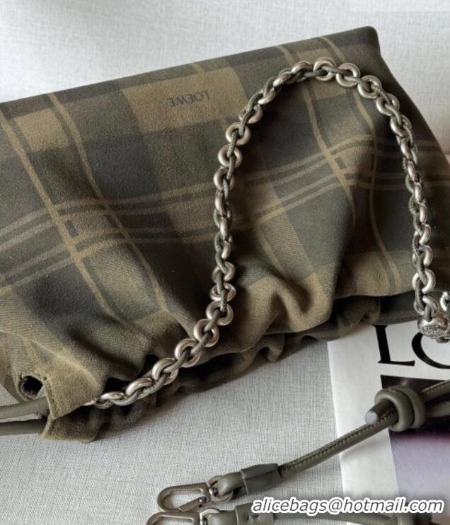 Top Quality Loewe Medium Flamenco purse in tartan suede 1774 Khaki/Green 2026