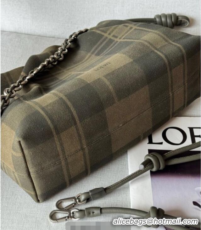 Top Quality Loewe Medium Flamenco purse in tartan suede 1774 Khaki/Green 2026