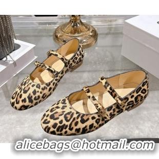 Charming Celine Les Ballerines Flat in Leopard Printed Hairy with Double Straps 1209050 2026