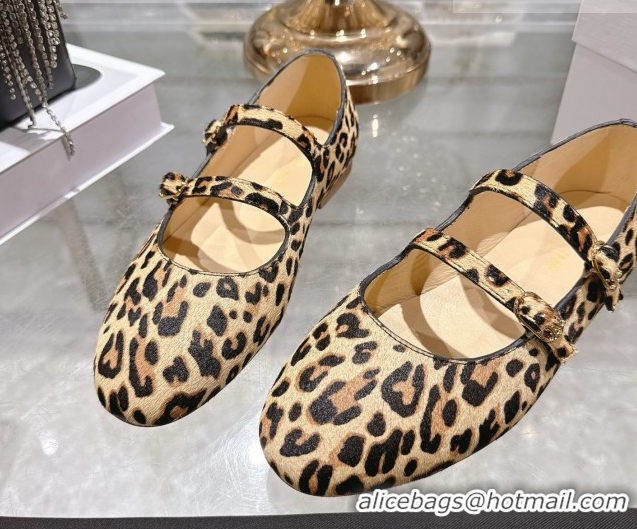 Charming Celine Les Ballerines Flat in Leopard Printed Hairy with Double Straps 1209050 2026