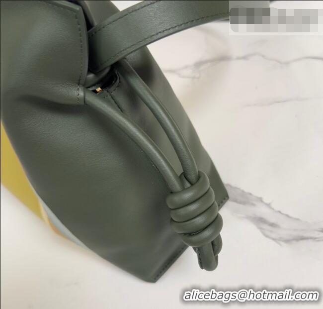 Promotional Loewe Medium Flamenco clutch bag Landscape in nappa calfskin leather 262585 Bottle Green/Ochre Yellow 2026