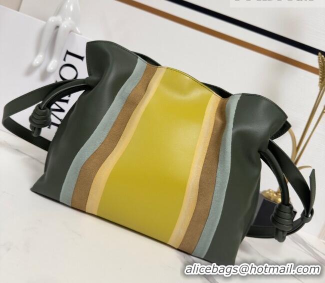 Promotional Loewe Medium Flamenco clutch bag Landscape in nappa calfskin leather 262585 Bottle Green/Ochre Yellow 2026