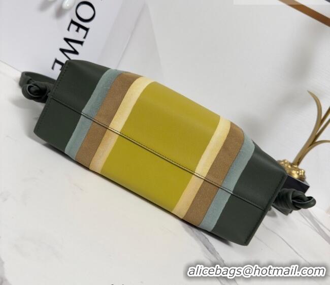 Promotional Loewe Medium Flamenco clutch bag Landscape in nappa calfskin leather 262585 Bottle Green/Ochre Yellow 2026