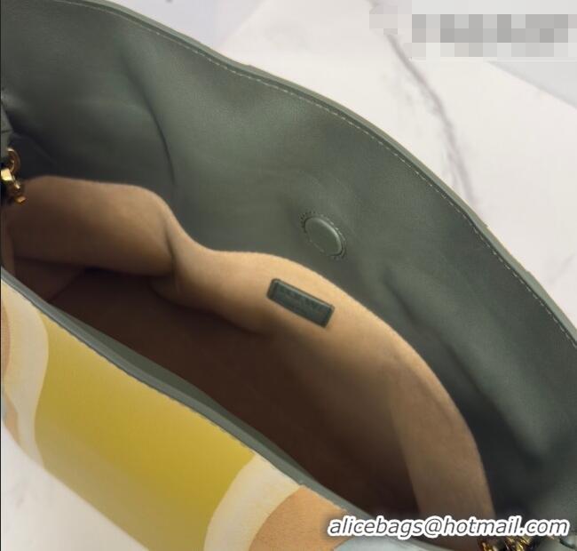 Promotional Loewe Medium Flamenco clutch bag Landscape in nappa calfskin leather 262585 Bottle Green/Ochre Yellow 2026