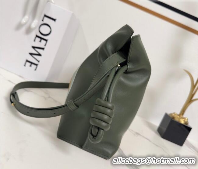 Promotional Loewe Medium Flamenco clutch bag Landscape in nappa calfskin leather 262585 Bottle Green/Ochre Yellow 2026