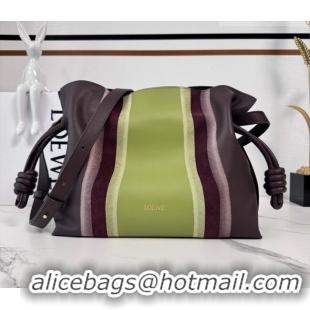 Discount Loewe Medium Flamenco clutch bag Landscape in nappa calfskin leather 262585 Chocolate/Light Moss Green 2026