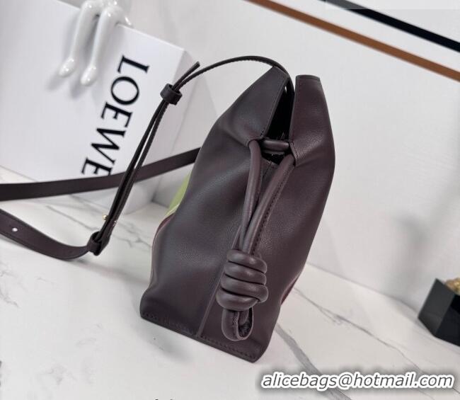 Discount Loewe Medium Flamenco clutch bag Landscape in nappa calfskin leather 262585 Chocolate/Light Moss Green 2026