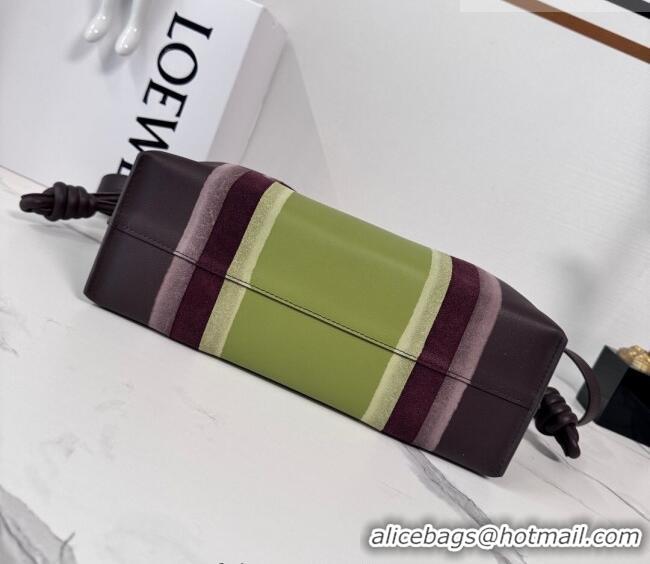 Discount Loewe Medium Flamenco clutch bag Landscape in nappa calfskin leather 262585 Chocolate/Light Moss Green 2026
