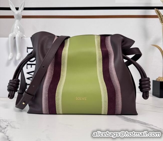 Discount Loewe Medium Flamenco clutch bag Landscape in nappa calfskin leather 262585 Chocolate/Light Moss Green 2026