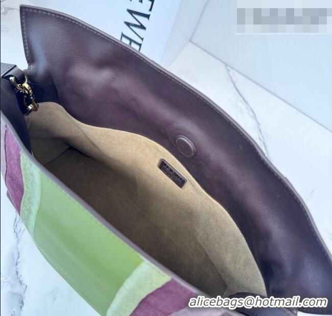 Discount Loewe Medium Flamenco clutch bag Landscape in nappa calfskin leather 262585 Chocolate/Light Moss Green 2026