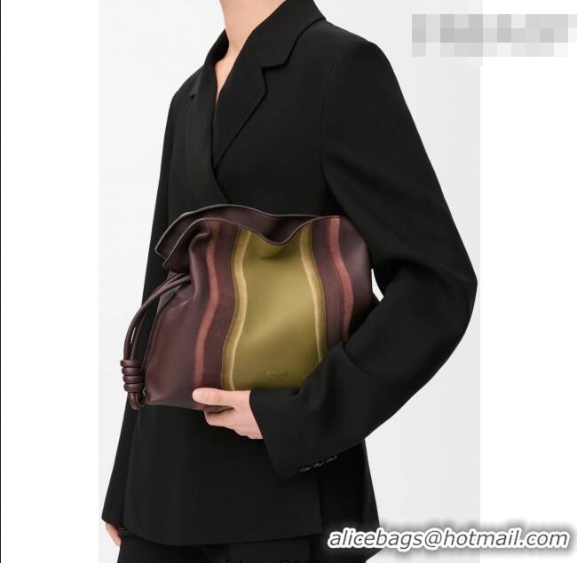 Discount Loewe Medium Flamenco clutch bag Landscape in nappa calfskin leather 262585 Chocolate/Light Moss Green 2026