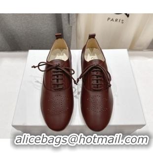 Good Product Celine Lise Perforated Triomphe Richelieu Laced-up Shoes in Calfskin Leather Brown 1209051 2026