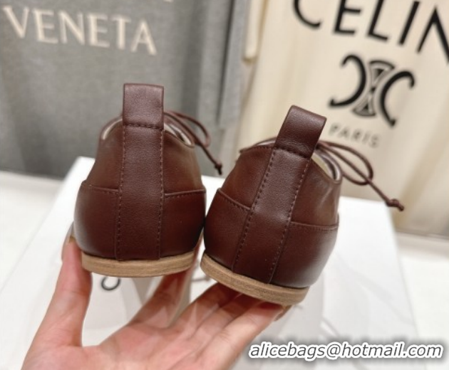 Good Product Celine Lise Perforated Triomphe Richelieu Laced-up Shoes in Calfskin Leather Brown 1209051 2026