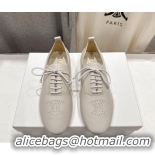 Fashion Celine Lise Perforated Triomphe Richelieu Laced-up Shoes in Calfskin Leather White 1209052 2026