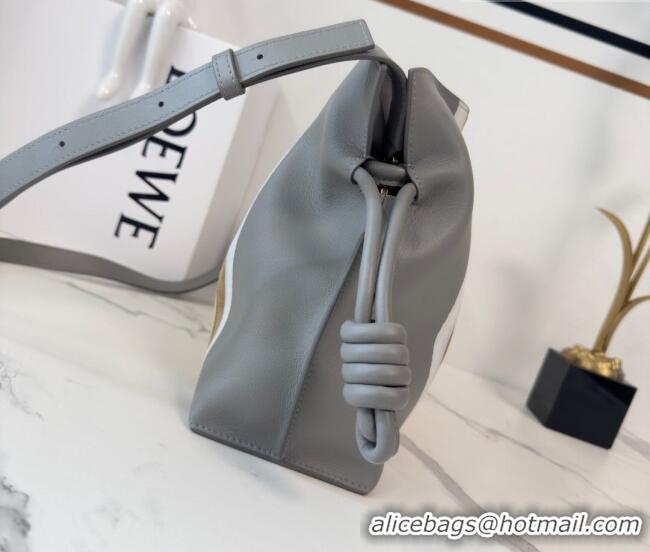 Super Quality Loewe Medium Flamenco clutch bag Landscape in nappa calfskin leather 262585 Sparkling Grey/Butter Yellow 2