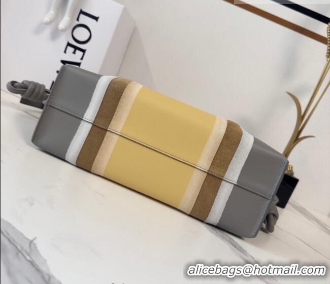 Super Quality Loewe Medium Flamenco clutch bag Landscape in nappa calfskin leather 262585 Sparkling Grey/Butter Yellow 2