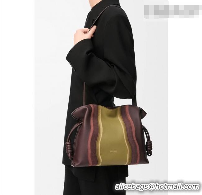 Super Quality Loewe Medium Flamenco clutch bag Landscape in nappa calfskin leather 262585 Sparkling Grey/Butter Yellow 2