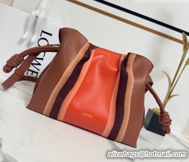 Top Quality Loewe Medium Flamenco clutch bag Landscape in nappa calfskin leather 262585 Pecan Brown/Parrot Pink 2026