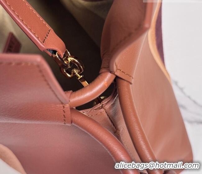 Top Quality Loewe Medium Flamenco clutch bag Landscape in nappa calfskin leather 262585 Pecan Brown/Parrot Pink 2026